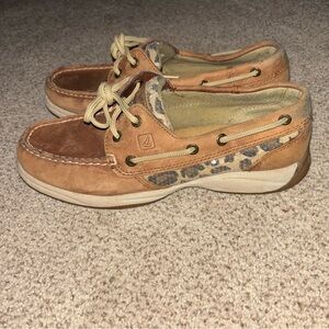 Sperry Top-Sider Leopard Brown Sequins Boat Shoes - Women's size 6.5